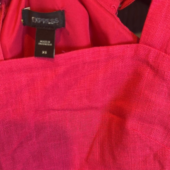 Express linen blend pink adjustable strap back zipper wide leg jumpsuit size XS - Picture 2 of 3